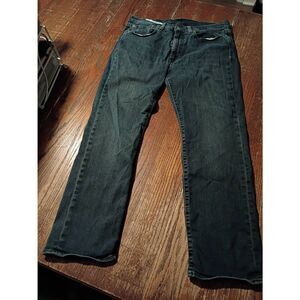 Levis 514 Mens 34x30 Slim Straight Denim Jeans Black Dark Blue Casual Pants